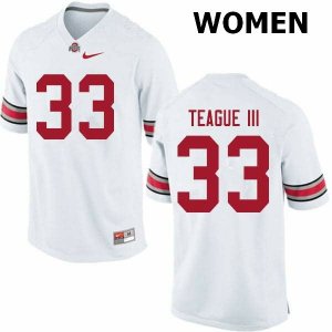 Women's Ohio State Buckeyes #33 Master Teague III White Nike NCAA College Football Jersey Style XNI3744IR